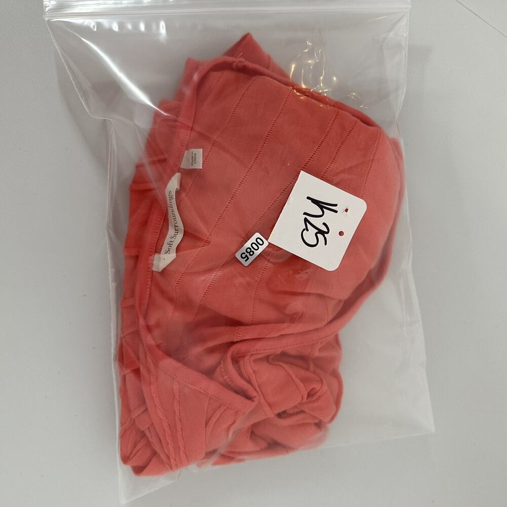 Soft Surroundings Tee Shirt Top Womens Large Orange Salmon Textured - Picture 11 of 12